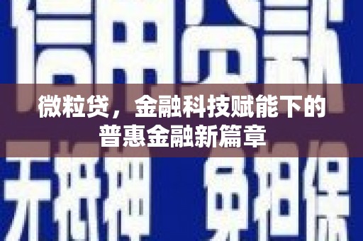 潭子微粒贷，金融科技赋能下的普惠金融新篇章