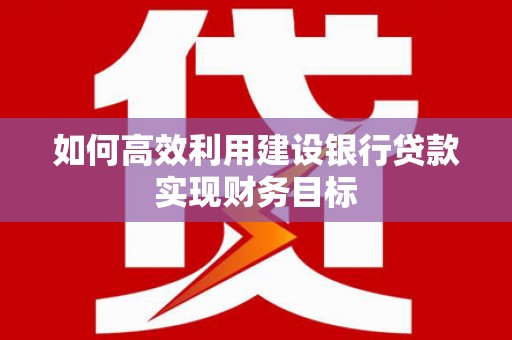 潭子如何高效利用建设银行贷款实现财务目标