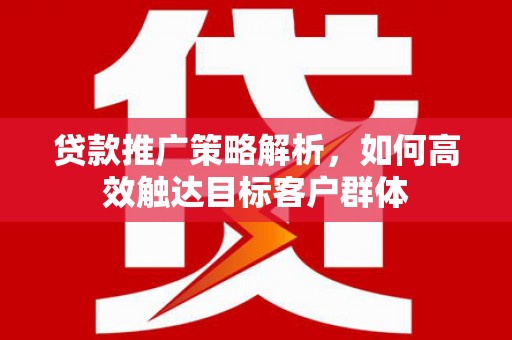 潭子贷款推广策略解析，如何高效触达目标客户群体
