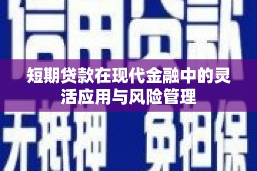 潭子短期贷款在现代金融中的灵活应用与风险管理