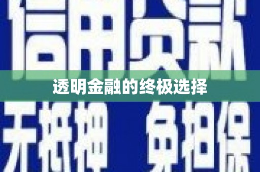 潭子透明金融的终极选择